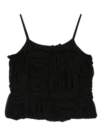Comme Comme Ruffled Pleated Tank Top - Black
