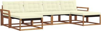 vidaXL Conjunto De Sof&aacute;s De Exterior 6 Uds. Natural Y Crema Vidaxl
