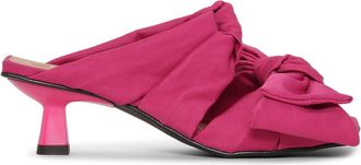 Ganni Pink Soft Kitten Heel Bow Mules - Size 10
