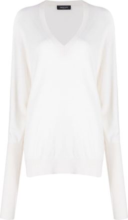 Fabiana Filippi V-neck fine-knit jumper - women - Silk/Cashmere - 44 - White