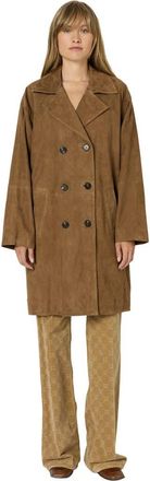 Gerard Darel Manon Suede Double Breasted Jacket in Camel at Nordstrom, Size Medium