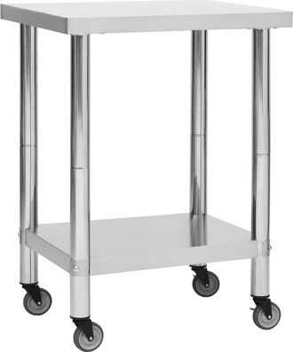 vidaXL Vidaxl - Mesa De Trabajo Para Cocina Con Ruedas Acero Inox 80x45x85 Cm