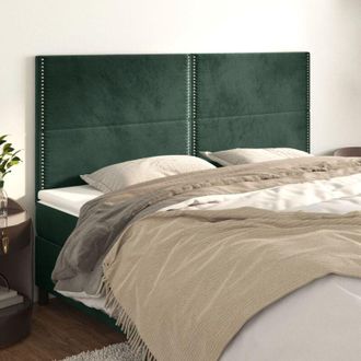 vidaXL Cabeceros 4 Unidades De Terciopelo Verde Oscuro 90x5x78/88 Cm Vidaxl