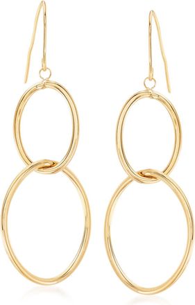 Ross-Simons Italian 14kt Yellow Gold Double-Oval Hoop Drop Earrings