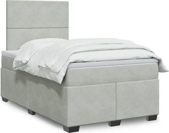 vidaXL Vidaxl - Cama Box Spring Con Colch&oacute;n Terciopelo Gris Claro 120x200 Cm