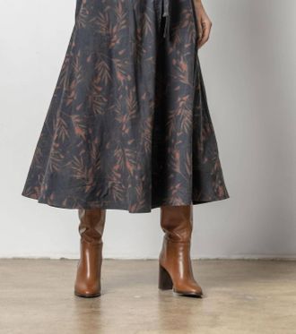 Lilla P Long Belted Midi Skirt In Onyx Java