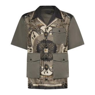Dolce & Gabbana Short Sleeve Shirts, male, Gray, Size: 2XL Shirt