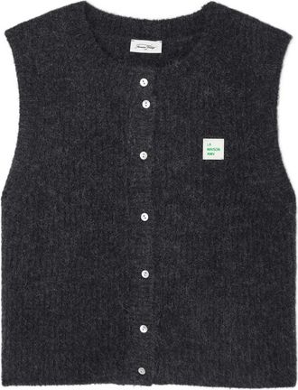 American Vintage Cardigan smanicato East con bottoni - Grigio