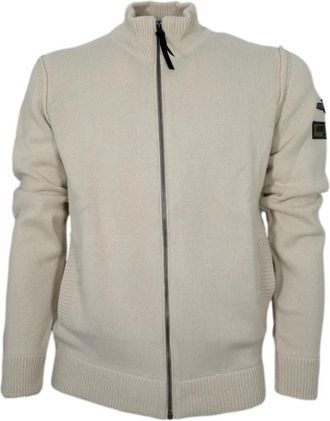 Aeronautica Heren Cardigan met Volledige Rits en Toegewijde Patch - Beige - Heren - Vesten met rits - Beige - M - Katoen - Hoodies & sweatvesten