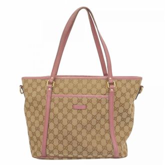 Gucci Brown Pink Canvas Tote Bag (Pre-Owned)