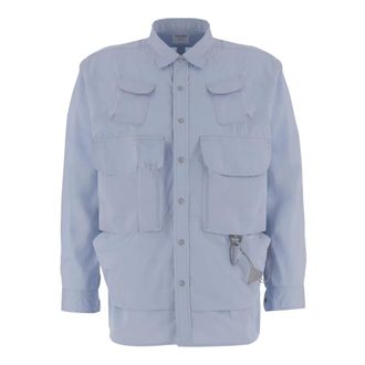 And Wander Casual Shirts, male, Blue, Size: L Cotton-blend Shirt with Multiple Pockets