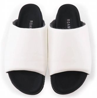 Roam Womens Leather Slider Sandal In White