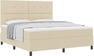 vidaXL Box Spring Bed with Mattress Cream 180 x 200 cm Fabric vidaXL