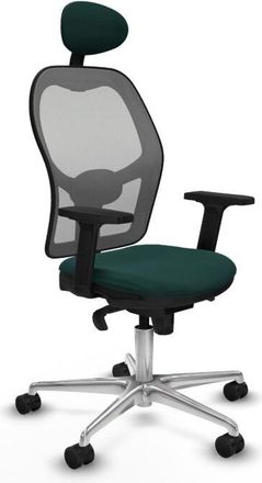 Piqueras y Crespo Jorquera Sincro Malla Gris Similpiel Verde Botella Brazos 2d Base Aluminio Cabecero Fijo Ruedas 65mm Nailon