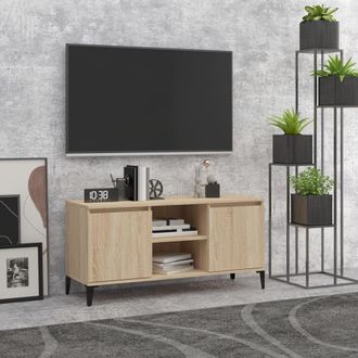 vidaXL Vidaxl - Mueble De Tv Con Patas Metal Color Roble Sonoma 103,5x35x50 Cm