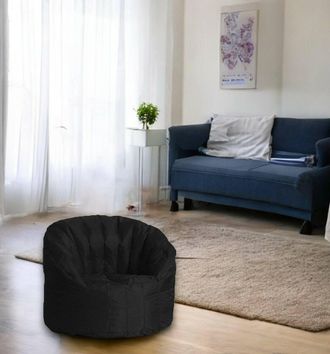 Talamo Italia Talamo Italia - Dmora Sill&oacute;n Tapizado Redondo, Color Negro, Medidas 80 X 80 X 80 Cm, Con Embalaje Reforzado