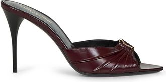 Saint Laurent Heeled Mules, female, Red, Size: 7 1/2 US Burgundy Leather Stiletto Sandals