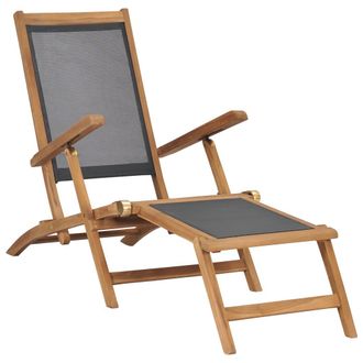 vidaXL Silla De Terraza Con Reposapi&eacute;s De Madera Maciza De Teca Negra Vidaxl