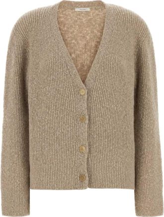 The Row Beige Knitted V-Neck Cardigan
