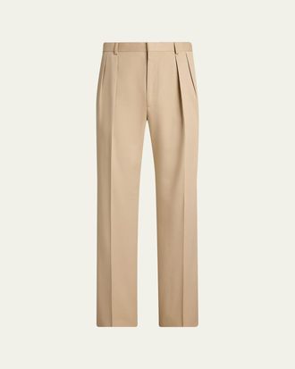Ralph Lauren Purple Label Mens Silk Gabardine Pleated Straight-Leg Trousers
