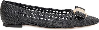 Ferragamo Black Woven Ballet Flats