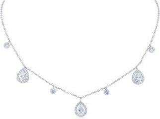 Kenneth Jay Lane Pav&eacute; Triple Teardrop Necklace in Clear/Silver at Nordstrom Rack, Size 16