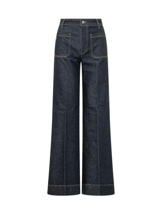 Victoria Beckham Blue Straight High Rise Jeans