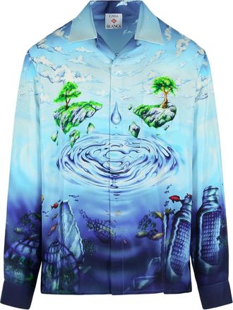 Casablanca Lost Atlantis zijden overhemd - Blauw