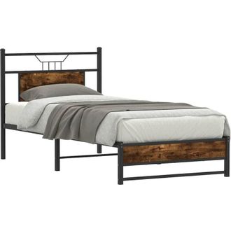vidaXL Bed Frame without Mattress Smoked Oak 80x200 cm Engineered Wood Vidaxl
