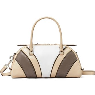 Tory Burch Small Moto Quilt Leather Bowler Top Handle Bag in Beige Multi at Nordstrom