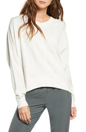 Zella Carey Crew High/Low Sweatshirt in Ivory Grey Heather at Nordstrom, Size Xx-Large