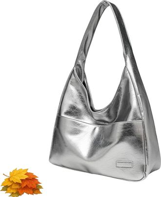 Generic Ooomay Bag -The Maya Shoulder Bags, Leather Tote Bag Casual Trendy Soft Bag Room (Bright Silver)