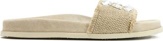 Pedro Garcia Dolomita crystal-embellished sandals - women - Linen/Flax/Linen/Flax/Rubber - 39 - Neutrals