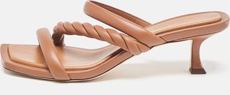 Jimmy Choo London Brown Leather Diosa Slide Sandals