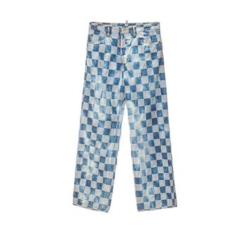 Dsquared2 San Diego Check Jeans - Dames - Regular Fit Jeans - Blauw - S - Katoen - Jeans