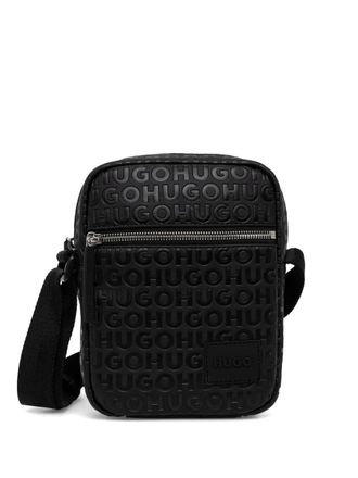 HUGO BOSS debossed-logo messenger bag - men - Polyester/Polyurethane - One Size - Black
