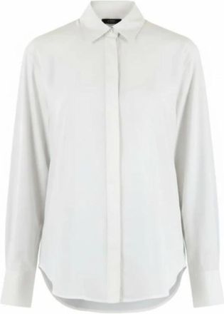 Pinko Blouse met Plooitjes - Dames - Overhemden - Wit - L - Katoen - Overhemden