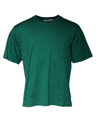 Dolce & Gabbana Mens Green Logo Crew Neck Short Sleeves T-Shirt Cotton