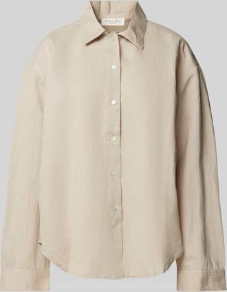 Christian Berg Relaxed Fit Leinenbluse mit durchgehender Knopfleiste in Beige, Größe XL