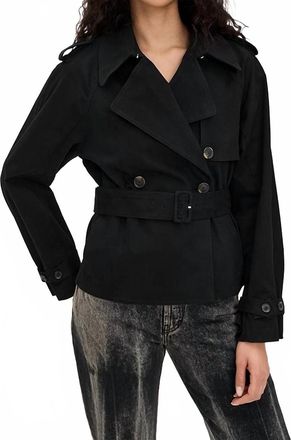 Good American Cropped Trench Jacket In Black