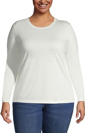 Lands End Supima Cotton Long Sleeve Crewneck T-Shirt in Ivory at Nordstrom, Size 3X