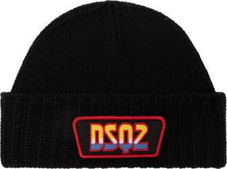 Dsquared2 Knit Beanie - Dames - Hoeden - Zwart - ONE Size - Wol - Accessoires