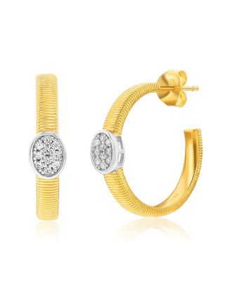Suzy Levian Suzy Levian Golden Helix Silver Cz Hoop Earrings