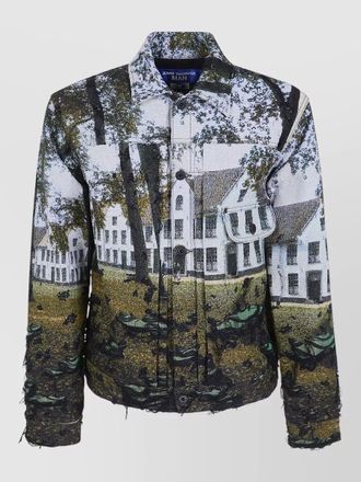 Junya Watanabe urban print denim jacket collared design