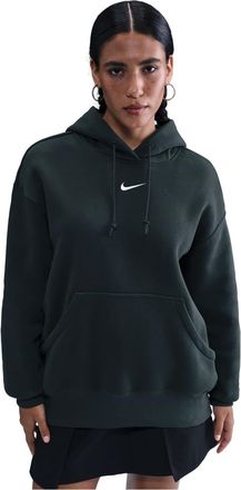 Nike Womens Phoenix Fleece Over Oversized Pullover Hoodie in Seaweed/Sail - Black - Size 16 UK