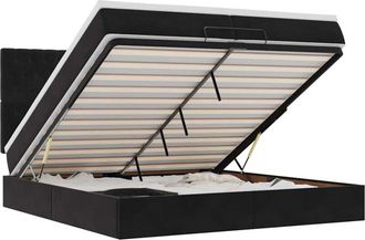 vidaXL Estructura De Cama Otomana Colchones Terciopelo Negro 200x200cm Vidaxl