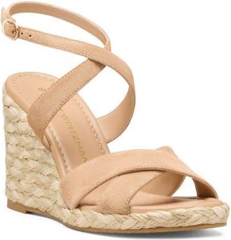 Stuart Weitzman Alyssa Ankle Strap Wedge Sandal in New Camel at Nordstrom, Size 5.5