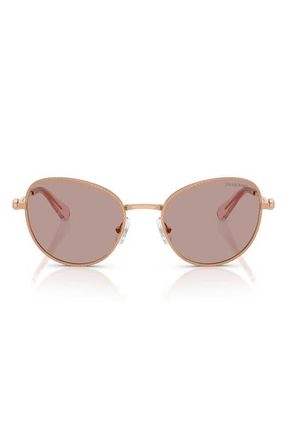 Swarovski 54mm Round Sunglasses in Rose Gold /Light Purple Brown at Nordstrom