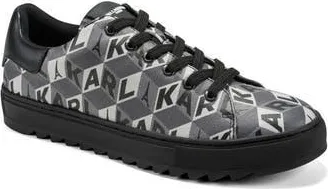 Karl Lagerfeld Allover Logo Low Profile Sneaker in Grey at Nordstrom Rack, Size 10.5