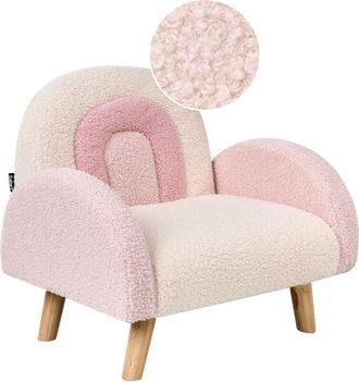 Beliani Kids Armchair Rainbow OMBO Boucle Pastel Pink